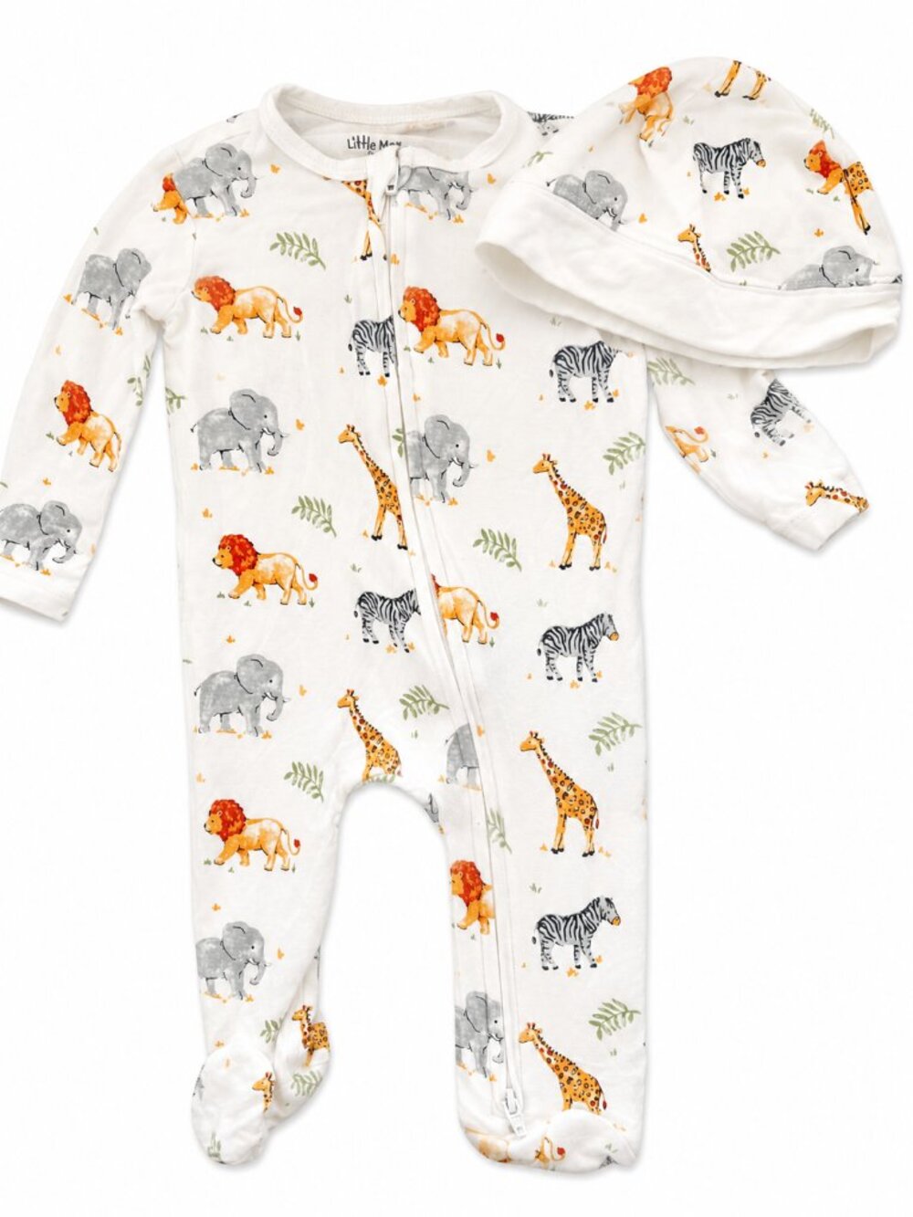 Little Me Safari Print Footie Sleeper & Hat Set Baby Boy
